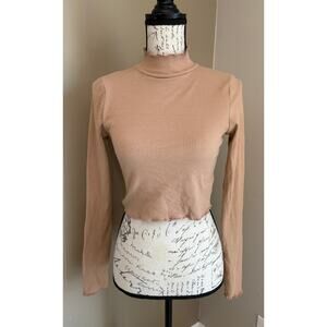 NWT Aerie Women's Brown Mock Top Shirt SMALL Reg Price $34.95
